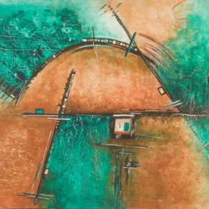 Œuvre originale Marron Vert, peinture acrylique, de Vanessa Drouhin - région de Montpellier
