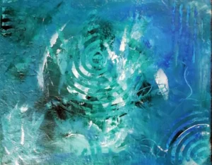 Œuvre originale L'Eau de-là, peinture acrylique, de Vanessa Drouhin - région de Montpellier