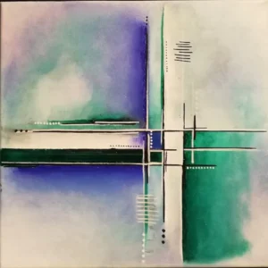 Œuvre originale Les carrés d'outremer Emeraude, peinture acrylique, de Vanessa Drouhin - région de Montpellier