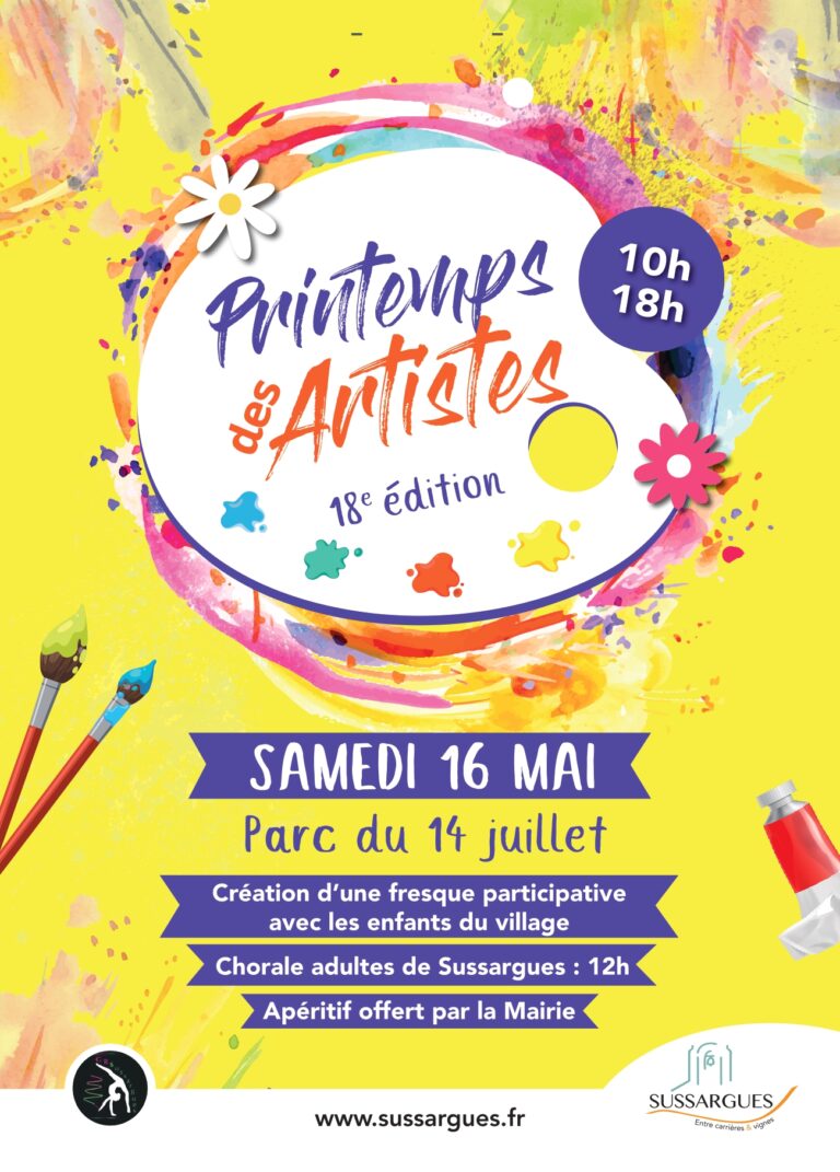 affiche de l'exposition "Le printemps des artistes" à Sussargues, le 16 Mai 2026